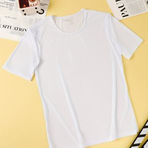 TEMU 남성용 반투명 베이스 레이어, 초박형 라운드넥 탑, 통기성 좋은 여름 라운지웨어, 잠옷, 쿨 언더셔츠