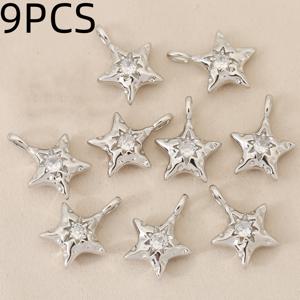 TEMU 9개 세트, 유럽 및 미국 패션 - 지르코니아 상감 구리 - 고급스러운 고급스러운 별 체인 장식 및 펜던트 - 남녀공용 패션 펜던트, 목걸이, 귀걸이, 체인 장식, 펜던트, 팔찌에 적합