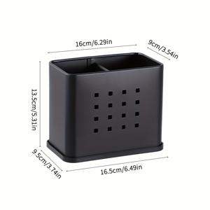 TEMU 모던 스타일 커트러리 보관 랙, 느낌의 블랙 메탈, 대용량 주방 정리함, 칼, 포크, 젓가락 다용도 홀더