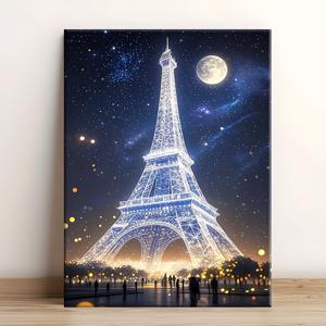 TEMU 신상품: 에펠탑 패턴 페인팅 키트 1개, DIY 5D 라운드 부분 드릴 공예, 가정 벽 장식 예술용, 핸드메이드 가정용 할로윈 크리스마스 선물, 프레임 없음