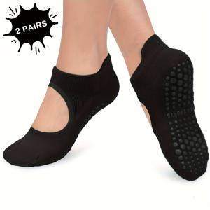 TEMU 여성용 미끄럼 방지 요가 양말 4개 세트 - 아치 서포트가 있는 오픈토 운동용 양말, 통기성 좋은 운동화, 발레, 댄싱용 - 사계절용 다양한 색상 선택 가능: 블랙/베이지/핑크/퍼플/그린, 그립 양말, 발레 액세서리, 텍스처 그립 밑창, 완벽한 선물