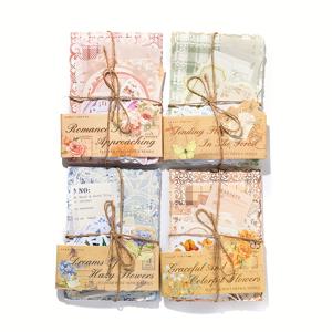 TEMU 4개 세트 400매 신선한 꽃무늬 스크랩북 종이 세트, 라이트 빈티지 스타일, 수채화 꽃무늬 스티커, 장식용 종이, 배경지