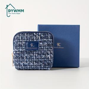 TEMU DWMM 우아한 짠 메이크업 백 지퍼 & 정리 분할기 포함 - 12x12x4cm (4.7x4.7x1.57인치) 여성용 화장품 파우치, 보석 수납, 여행 친화적 디자인, 블루, 그린, 옐로우, 핑크, 메이크업 여행 가방, 스타일리시 액세서리, 내구성 있는 지퍼 클로저