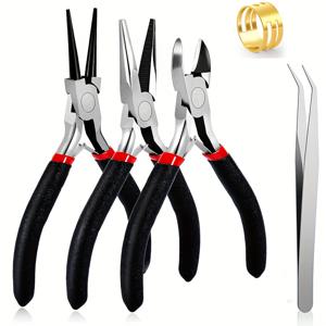 TEMU 주얼리 플라이어 3/5개 세트 - 팔찌 구슬 꿰기 및 공예용 주얼리 공급품을 위한 니들 노즈 플라이어, 사각 플라이어, 라운드 노즈 플라이어가 포함된 주얼리 제작 도구 키트