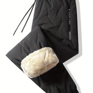 TEMU 남성용 캐주얼 기모 안감 조거 팬츠 2벌 세트 (포켓, 드로스트링 디자인), 스포츠 및 레저 웨어, 블랙 및 그레이 색상, 캐주얼 운동복으로 적합