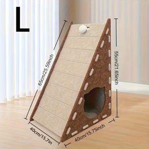 TEMU 특대형 L자형 삼각형 2-in-1 고양이 스크래쳐 보드 - 내구성 있는 펠트 소재, 스크래치 방지 및 털 빠짐 방지, 튼튼한 구조, 실내 고양이의 발톱 갈기, 휴식, 놀이용으로 적합