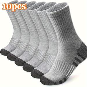 TEMU 남녀 공용 따뜻하고 내구성이 뛰어난 양말 5켤레, 가을, 겨울용 두꺼운 롱 튜브 보트 삭스, 내마모성 발목 스포츠 삭스 강화, 통기성 좋고 편안한 캐주얼 삭스, 크리스마스 및 새해 선물로 완벽