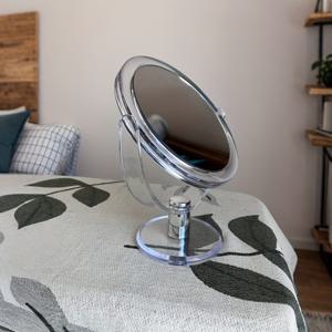 TEMU 360도 회전 양면 화장대 거울 스탠드 포함, 1X/15X 배율, 휴대용 탁상용, 욕실 면도에 적합, 6.25인치