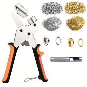 TEMU 10mm 링 201개 포함 완벽한 홀 펀치 도구 세트. 합성 가죽 및 방수 원단 작업에 필수적이며, 방수 원단 펀칭, 재봉 및 공예에 적합합니다.