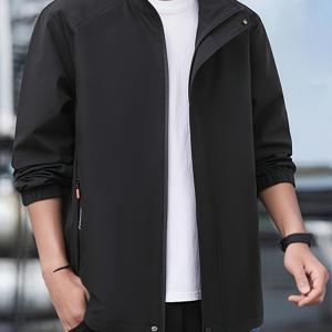 TEMU 남성용 스탠드 칼라 재킷