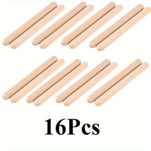 TEMU 16개 나무 리듬 음악 막대, 20.32 Cm 하드 콤 나무 탬버린, 초보자 타악기 추가, 타악기