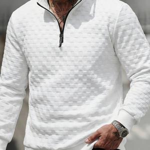 TEMU 남성 니트 풀오버 봄/가을 폴로 셔츠 긴팔 지퍼 신상 남성 캐주얼 패션 상의 격자 무늬 패턴