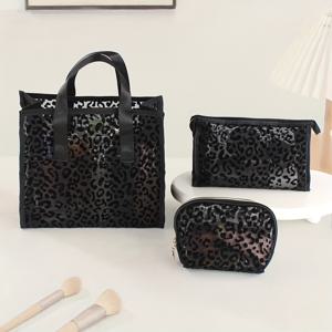 TEMU 3개 메이크업 가방 세트--다양한 스타일의 프린트 디자인. 다양한 보관 요구 사항 충족, 화장품, 세면도구 및 소품에 이상적. 중간 크기, 가정 및 여행용으로 완벽.