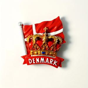 TEMU 2D 평면 1개 북유럽 덴마크 스타일 문화 관광 기념품, 창의적인 그림 국기 왕관, 가정 및 서재 장식 공예품, 자석 냉장고 스티커 선물, 2D 평면