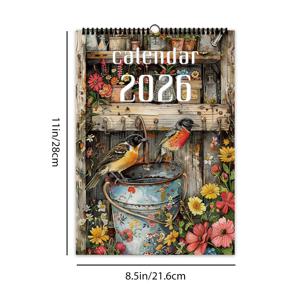 TEMU 1개, 2026 벽걸이 달력, 힐링 동화 시리즈 달력, 꽃과 식물, 예술적 디자인, 12가지 다양한 정교한 패턴, 12개월 월간 플래너가 포함된 2026 벽걸이 달력, 생일, 크리스마스, 새해 선물로 완벽, 미국 표준 버전 포함