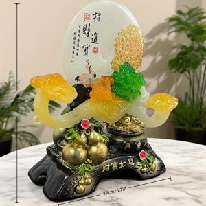 TEMU 수집용 피규어, 1개 중국 행운 & 부자 조각상 - 골드, 그린, 레드, 브라운, 오렌지, 옐로우, 퍼플, 핑크 색상의 레진 피규어