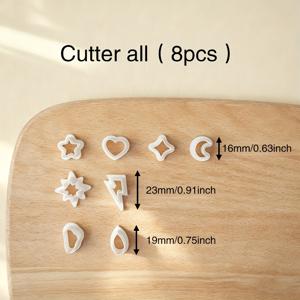 TEMU 8개 기본 별빛 하늘 테마 폴리머 클레이 커터 세트. 창의적인 미니 주얼리 공예를 위한 우아한 디자인. 별빛, 번개, 별, 구름의 고정밀 패턴이 포함된 키트입니다.