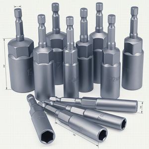 TEMU 12개 심소켓 세트 6-19mm 육각 너트 세터 드라이버 드릴 비트 세트, 1/4