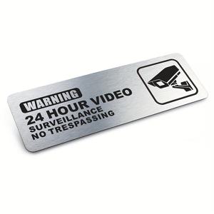 TEMU 24시간 비디오 감시 표지판 - 내구성 아크릴 소재 벽 스티커, 사무실 및 비즈니스 보안용, 사이즈 9x3인치