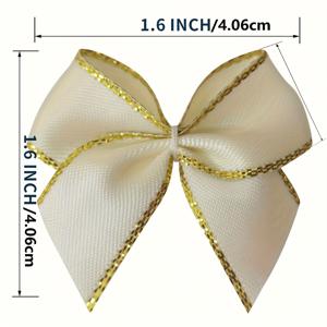 TEMU 60개/팩 1.6인치 골든 엣지 미키 귀 리본 화이트 파이핑 - 레드 & 그린 체크 선물 포장 리본, 크리스마스 트리 장식, 리스, 공예, 파티 용품용 프리메이드 올폴리에스터 리본 (깃털 없음, 우아한 보타이)