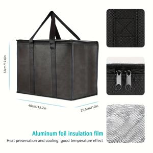 TEMU XL/대형 보온보냉 가방: 야외에서 몇 시간 동안 음식을 뜨겁거나 차갑게 유지 - 캠핑 장바구니, 부드러운 쿨러백, 피자 보온백, 가볍고 튼튼한 지퍼. 음식과의 직접적인 접촉을 피하세요