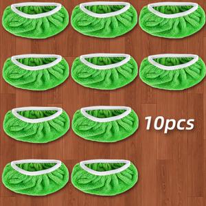 TEMU 10개입 재사용 가능한 물걸레 패드: 세탁 가능, 내구성 강함, 고흡수력, 물걸레 및 마른걸레 청소에 적합, 회색 폴리에스터에 흰색 트림 라운드 디자인, 대부분의 평면 걸레와 호환 (헤드 미포함) | 효율적인 바닥 관리 도구 | 미세한 표면 마감 | 초흡수 소재