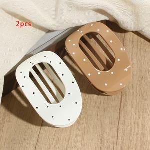TEMU 2개 세트의 우아하고 간편한 플랫 폴카 도트 헤어 클립, 여성용 오리 부리 클립, 뒷머리 캐주얼 업스타일에 완벽, 외출용 다용도 고급스러운 헤어 액세서리, 가을 및 겨울에 적합, 어버이날 이상적인 선물