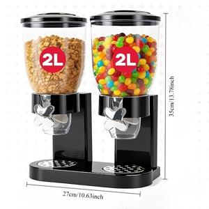 TEMU 블랙 카운터탑 곡물 디스펜서, 6리터 주방 보관 용기 (곡물, 스낵 보관 상자), 팬트리 및 주방 정리용, 오트밀, 견과류, 그라놀라, 사탕, 쌀, 강아지 밥, 새 모이 등 보관 가능