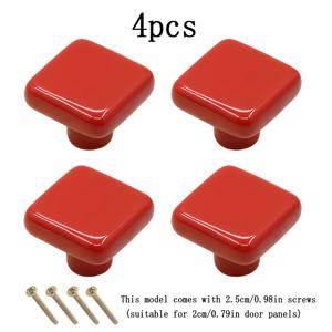 TEMU 4개 사각 세라믹 캐비닛 손잡이 | 옷장용 단일 홀 서랍 손잡이, 설치 하드웨어 포함 소형 북유럽 스타일 가구 하드웨어 추가