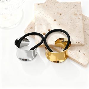 TEMU 2개 메탈 헤어 타이 링 | 고딕 기하학 탄성 헤어 로프, 펑크 헤어 커프 랩 (두꺼운 머리용), 빈티지 스타일 (속이 빈 디자인), 발렌타인데이용 단색