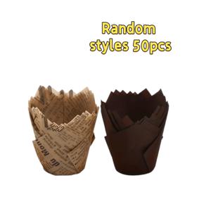 TEMU 50개입 방수 튤립 컵케이크 라이너 | 베이킹 컵 머핀 라이너 종이 컵케이크 랩퍼, 웨딩, 생일 파티용