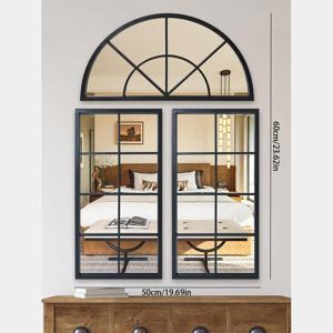 TEMU 3개 세트 아치형 창문 패널 벽걸이 거울, DIY 아크릴 장식 미러, 블랙 창문 패널 디자인, 침실, 식당, 현관, 거실 인테리어에 어울리는 밝은 분위기 연출