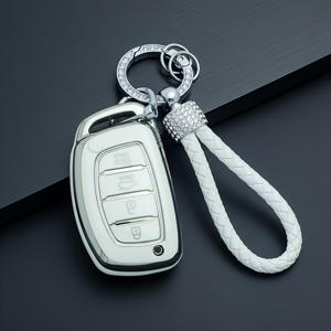 TEMU 현대 소프트 TPU 키홀더 커버 | 4버튼 잠금/잠금 해제, 트렁크 & 패닉 알람 보호 케이스 - 엘란트라, 투싼, 소나타, 크레타, IX25/IX35/IX45 등 호환