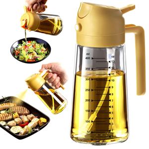 TEMU [주방 올리브 오일 디스펜서 병] 2-in-1 투명 유리 올리브 오일 스프레이어, 16oz/470ml 주방용 올리브 오일 디스펜서 병 (눈금 표시 포함) - BBQ, RV, 주방, 에어프라이어 등에 완벽한 요리 도구 | 크리스마스 선물 7.21