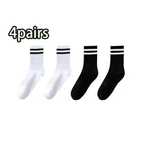 TEMU 4켤레 하이탑 양말 | 트렌디한 스포츠 스타일, 통기성 좋고 피부 친화적, 헬스, 데일리, 야외 러닝에 적합