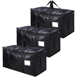 TEMU 3개 90L 대형 이사 가방 | 방수 폴리프로필렌 보관 백 (다운 이불, 계절 의류, 휴일 장식용), 블랙