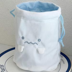 TEMU 만화 몬스터 유령 드로스트링 가방, 귀여운 카와이 일본 문구 파우치, 작은 물건을 위한 네이치 수납 가방, 휴대용 방진 수납 가방, 여성용 메이크업 브러쉬 정리함, 컴팩트하고 편리함.