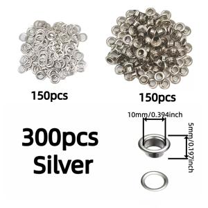 TEMU 300개 10mm 아일렛 | 공예, 의류, 패브릭 가방, 지갑, 모자, 햇빛 가리개에 적합 | 골드 및 실버 그레이 색상으로 제공, 철제 재질