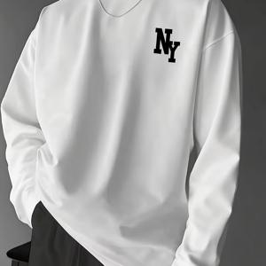 TEMU 남성용 레귤러 긴팔 티셔츠. 봄, 가을에 착용하거나 기저-layer로 적합합니다. 라운드넥 디자인이며 A 소재로 제작되었습니다. 이 캐주얼 셔츠는 다용도로 활용 가능하며, 저녁 데이트 및 일상 외출에 완벽합니다.