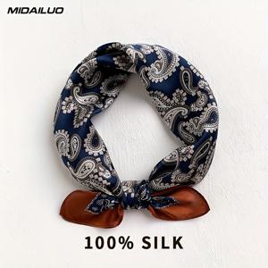 TEMU 100% 뽕나무 실크 스카프 - 패셔너블하고 통기성 좋은 스퀘어 스카프, 우아한 액세서리, 신축성 없음, 야외 장식용 액세서리에 적합