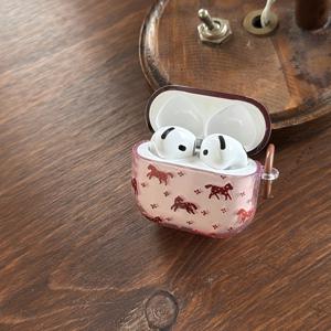 TEMU 귀여운 포니 디자인과 원형 이어폰 쉘을 특징으로 하는 Apple Airpods, Airpods Pro 3, Pro 2, 4, 3, 2 호환 스타일리시 케이스