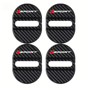 TEMU 4개 세트 스포츠 스타일 자동차 도어 잠금구멍 보호 커버, 레드 스퀘어형 SPORT 자동차 도어 잠금 커버, 카본 파이버 텍스처 디자인, 충격 흡수 및 소음 감소 / 방음 스티커 / 녹 방지 / 씰링 완충 가스켓