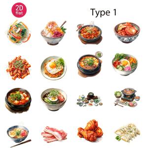 TEMU 2D 플랫 빈티지 바베큐 김치 요리 음식 저널 스티커 장식용, 2D 컷 스크랩북 다이어리 앨범 사진 문구 스티커