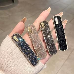 TEMU 2/4개입 고급스러운 라인스톤 헤어 클립, 옆머리 및 루즈 헤어 보비핀, 헤어 장식, 고품질 악어 클립, 다기능 헤어 장식품, 패션 애호가를 위한 필수템