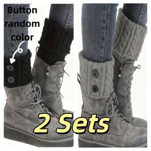 TEMU 2쌍 (4개) 버튼 클로저가 있는 포근한 니트 레그 워머 - 믹스 & 매치 5가지 색상 (탄,,,) 발목 길이 부츠, 겨울, 스키, 날씨에 적합 - 따뜻한 레그 워머