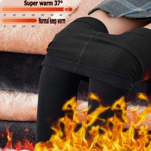 TEMU 여성용 커플 레깅스 1개, 섹시한 겨울용 두꺼운 블랙 기모 안감 레깅스, 편안하고 탄력 있는 다용도 팬티 스타일, 0-15° 야외 활동에 적합