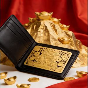 TEMU 5방향 부자 신 황금 카드 | 재물 만들기 운세 카드, 부와 축복, 항상 휴대, 돈 즉시 | 호랑이 탄 부자 신 황금 카드 | 전통 스타일, 구리 재질