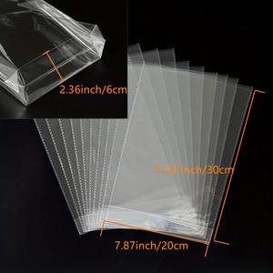 TEMU 50개 투명 플라스틱 셀로판 간식 봉투, 골든 타이 포함 - 파티 선물, 사탕, 쿠키, 팝콘, 디저트 및 아이템에 이상적 - 소규모 비즈니스용 내구성 있고 다용도 포장