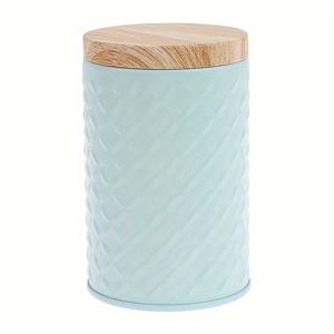 TEMU 세련된 나무 뚜껑이 달린 스타일리시한 메탈 커피 캔, 비스킷 또는 보석 보관에 완벽