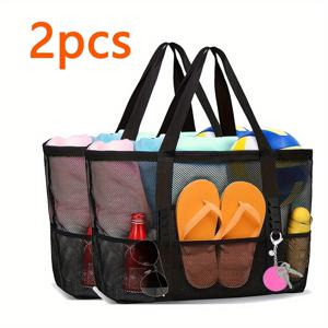 TEMU RIKOOI 대형 메쉬 비치 토트백 1개/2개, 화장품 보관용 9개 포켓 싱글 숄더 핸드헬드 메쉬 샤워 헬스장 수영 목욕 가방, 비치백, 메쉬 비치 토트백, 목욕 및 수영용 대용량 수납 가방, 여행용 접이식 장바구니 지퍼백, 할로윈, 크리스마스 및 다양한 휴일을 위한 완벽한 선물